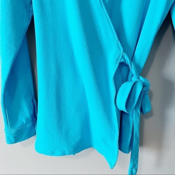 Fresh Produce NWT Delray Ocean Blue Hepburn Wrap Top Collared Size Medium - Picture 6 of 10